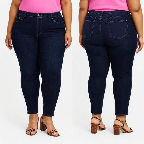 J. Crew 8" Mid Rise Skinny Jeans Stretch Dark C9176 Women's Plus Size 35 H13082 - Picture 1 of 11